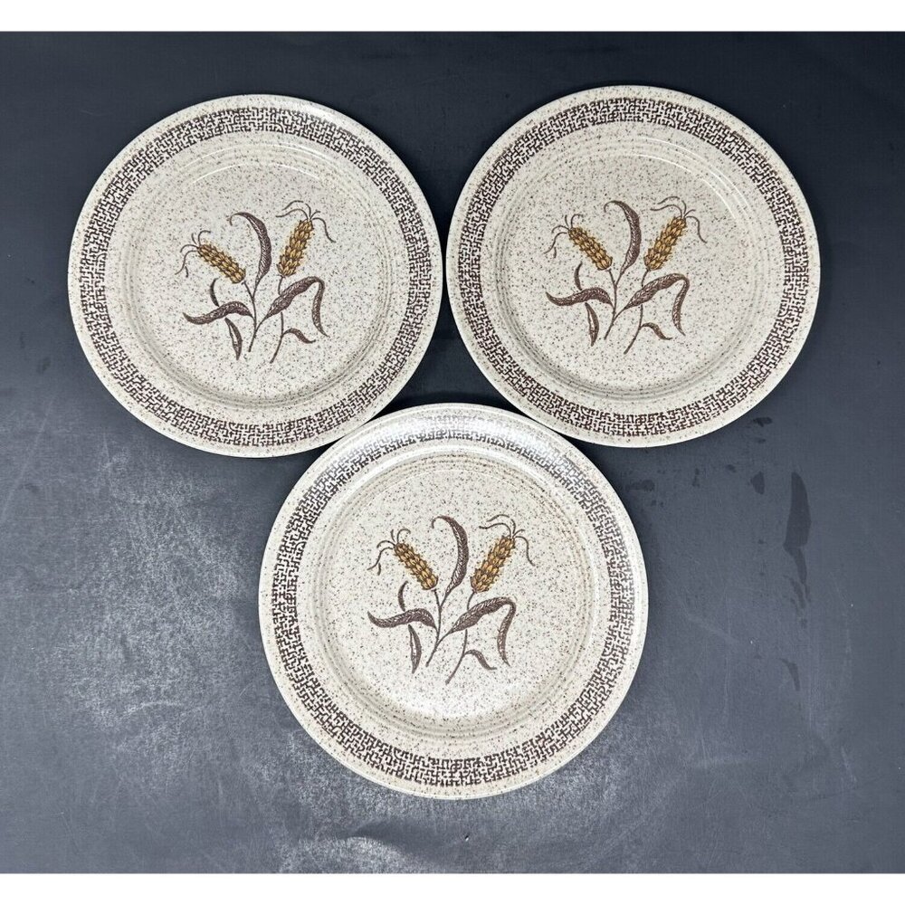 6 HOMER LAUGHLIN COUNTRY WHEAT 7" Plates Table Fair Homestead Harlequin Speckled - Picture 9 of 13